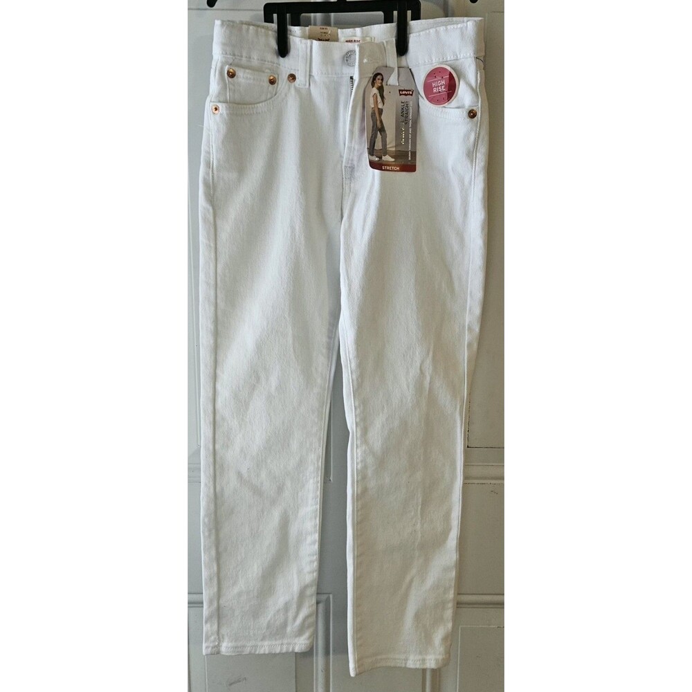 Levi's Girls High Rise Ankle Straight‎ Stretch Jeans White Denim Size 10 Regular